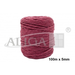 100m / Sznurek bawełniany do makramy ALIGA  SBK-16 bordowy 5mm x 100m (splot 21 nitek) makrama
